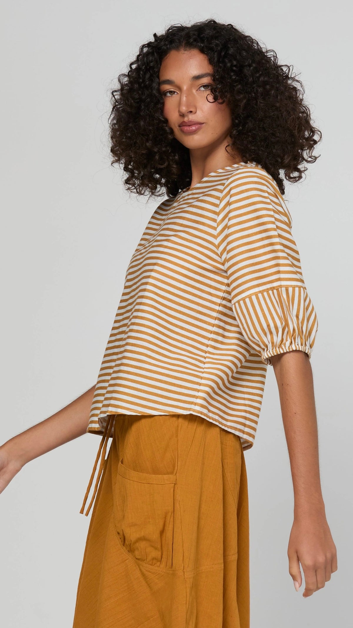 Ava Top Mustard Stripe