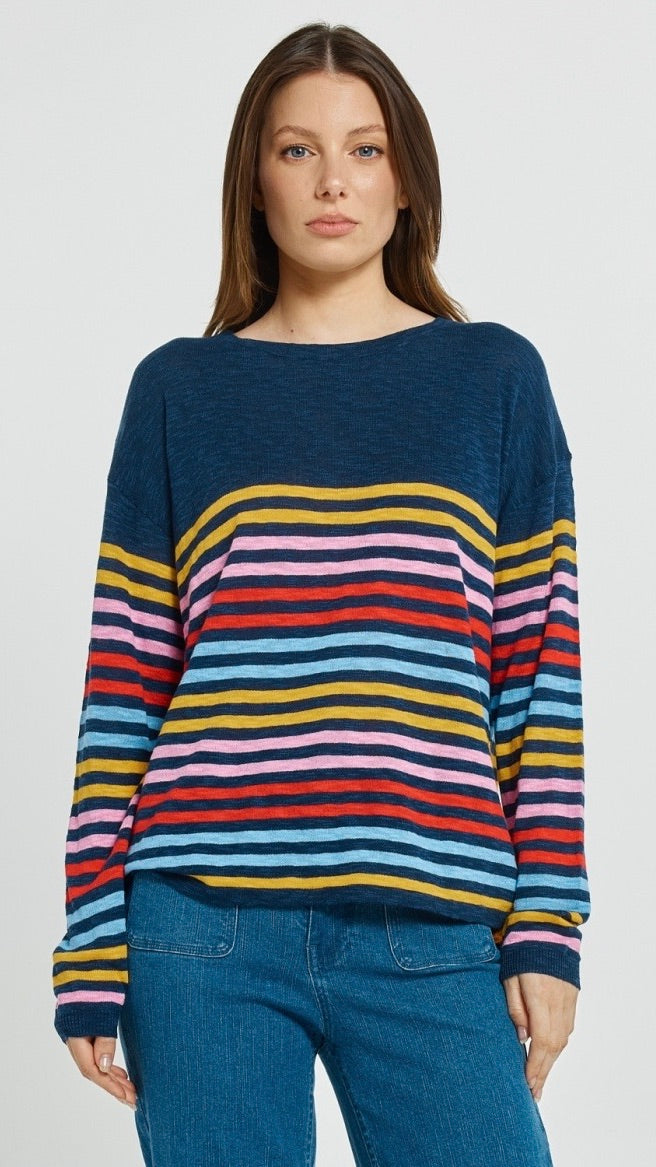 Natasha Knit Top Rainbow Stripe