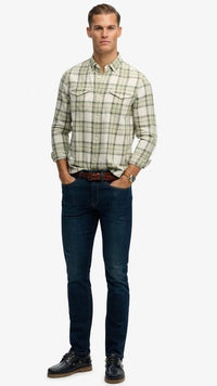 Superdry Light Check Shirt Sage