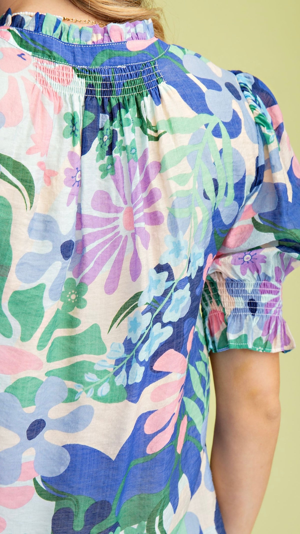 Mel Button Down Blouse Blue Floral
