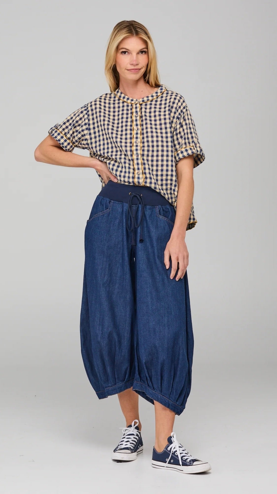 Guru Pant Dark Denim Contrast Stitching