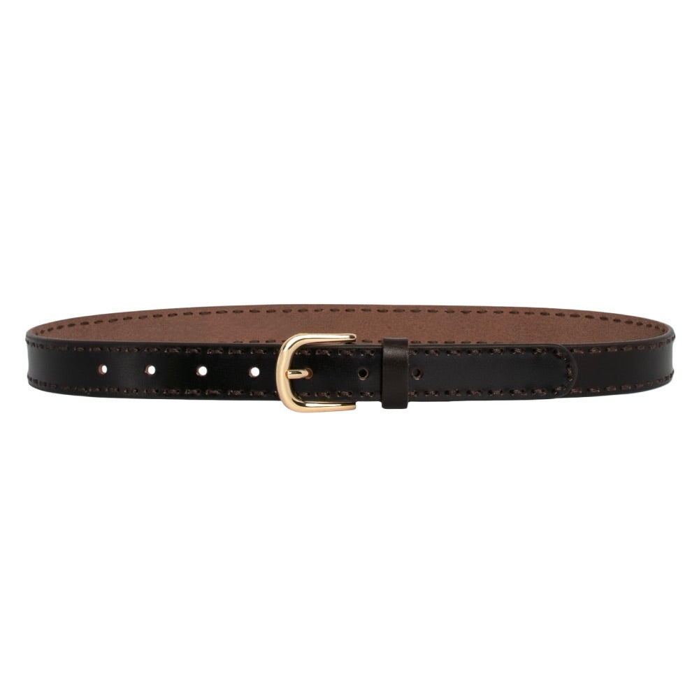 Clara Hand Laced Leather Belt Chocolate