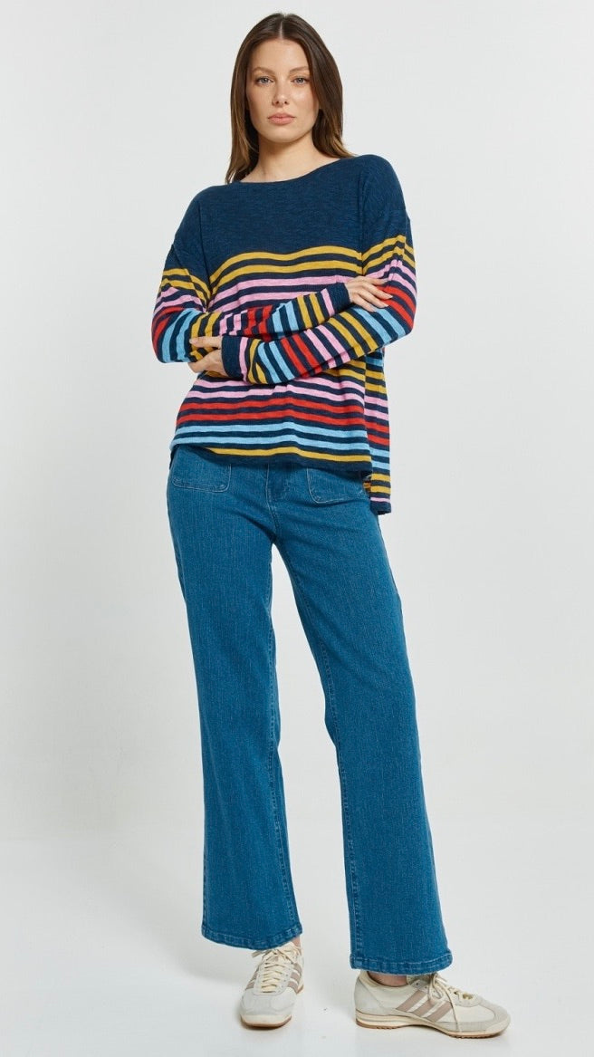 Natasha Knit Top Rainbow Stripe