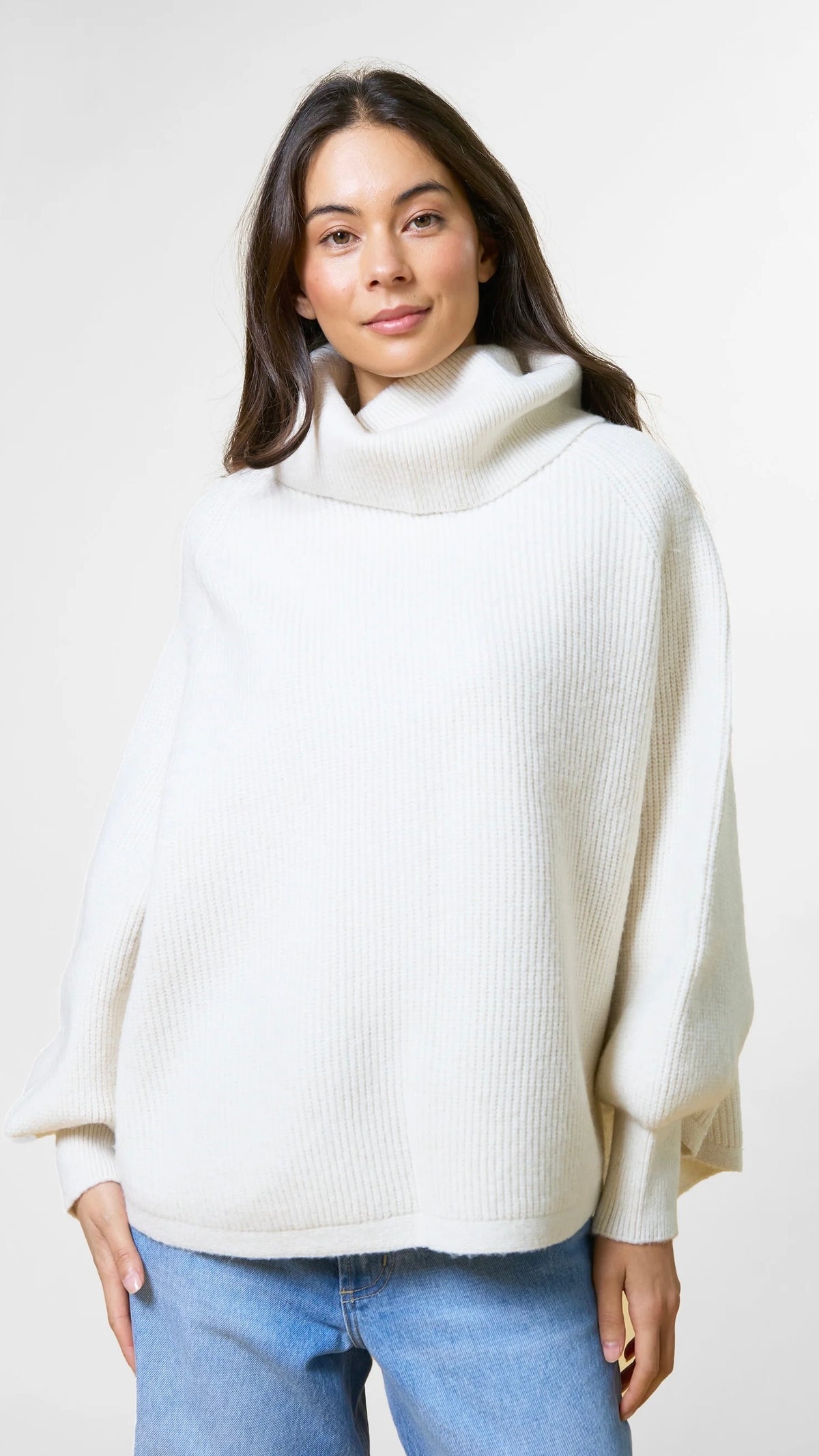 Polo Neck Poncho Vanilla