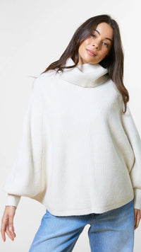Polo Neck Poncho Vanilla