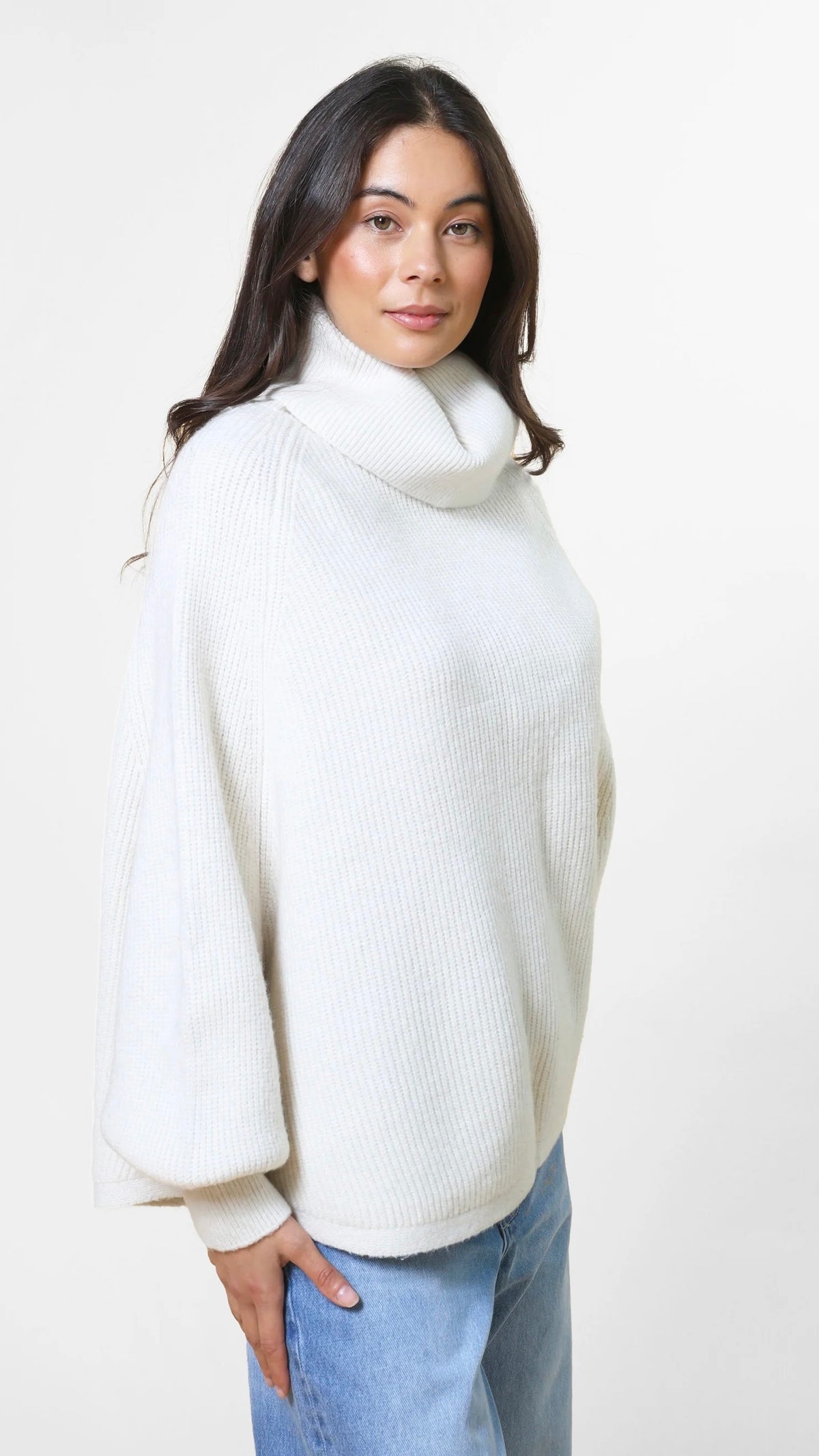 Polo Neck Poncho Vanilla