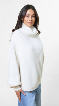 Polo Neck Poncho Vanilla