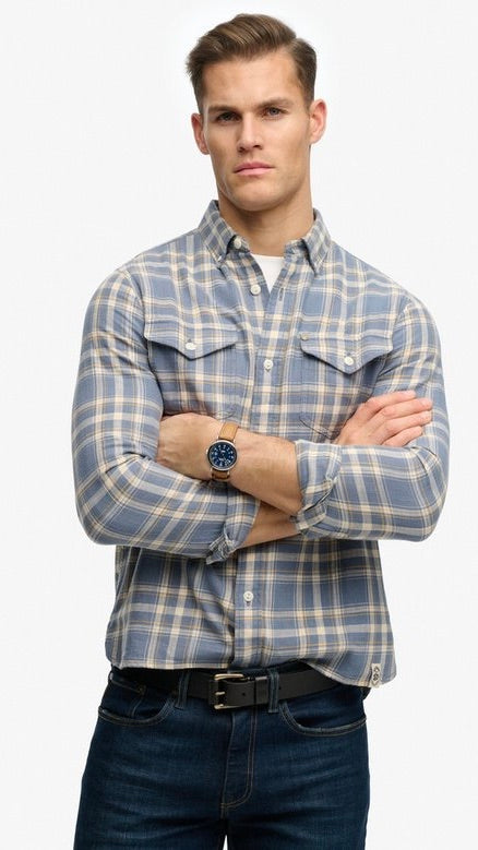 Superdry Light Check Shirt Flint Blue
