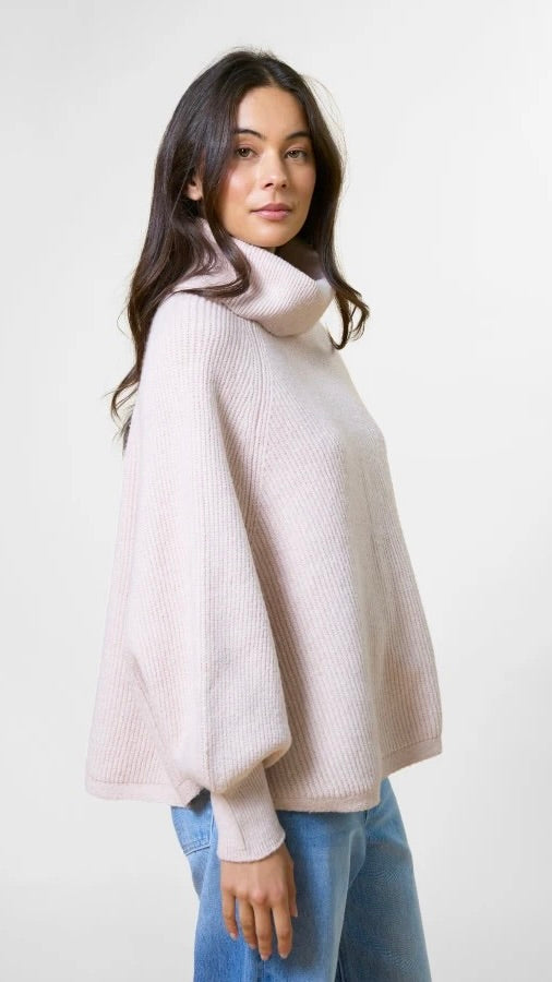 Polo Neck Poncho Blush