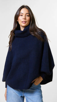 Polo Neck Poncho Navy