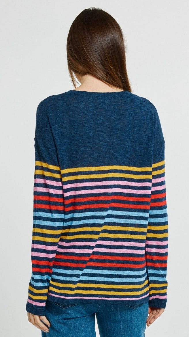 Natasha Knit Top Rainbow Stripe