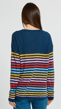 Natasha Knit Top Rainbow Stripe