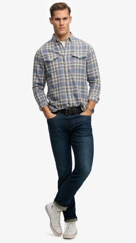 Superdry Light Check Shirt Flint Blue