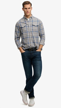 Superdry Light Check Shirt Flint Blue
