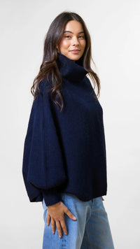 Polo Neck Poncho Navy
