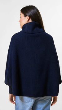 Polo Neck Poncho Navy