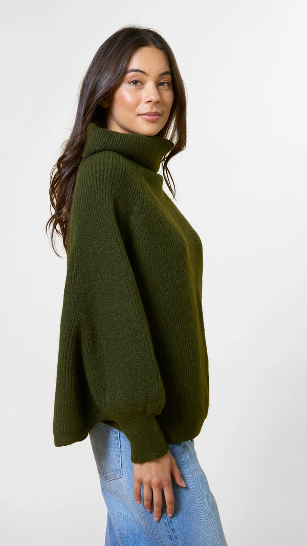 Polo Neck Poncho Army