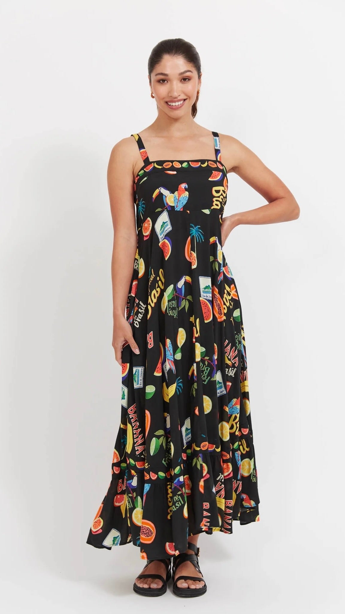Cabana Tank Maxi Dress Brasil Black