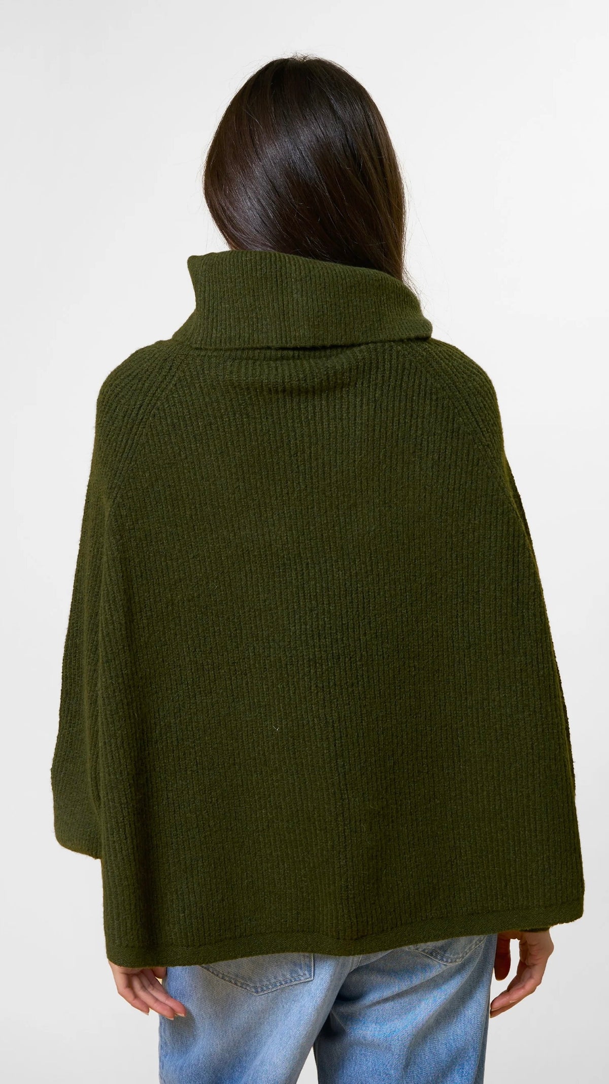 Polo Neck Poncho Army