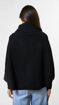 Polo Neck Poncho Black