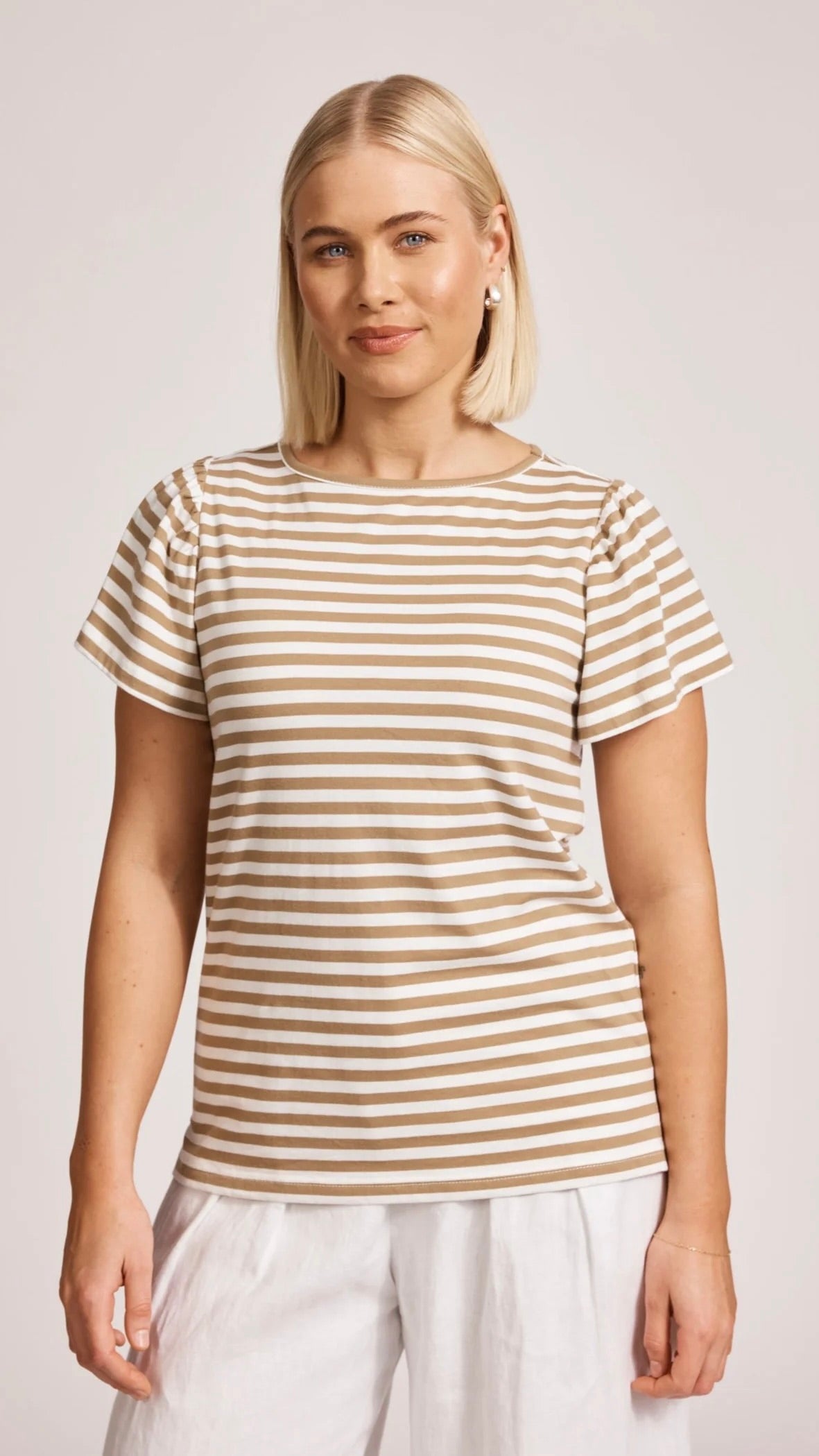 Margherita Stripe Tshirt Camel