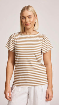 Margherita Stripe Tshirt Camel