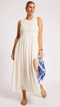Sovana Ruched Maxi Dress White