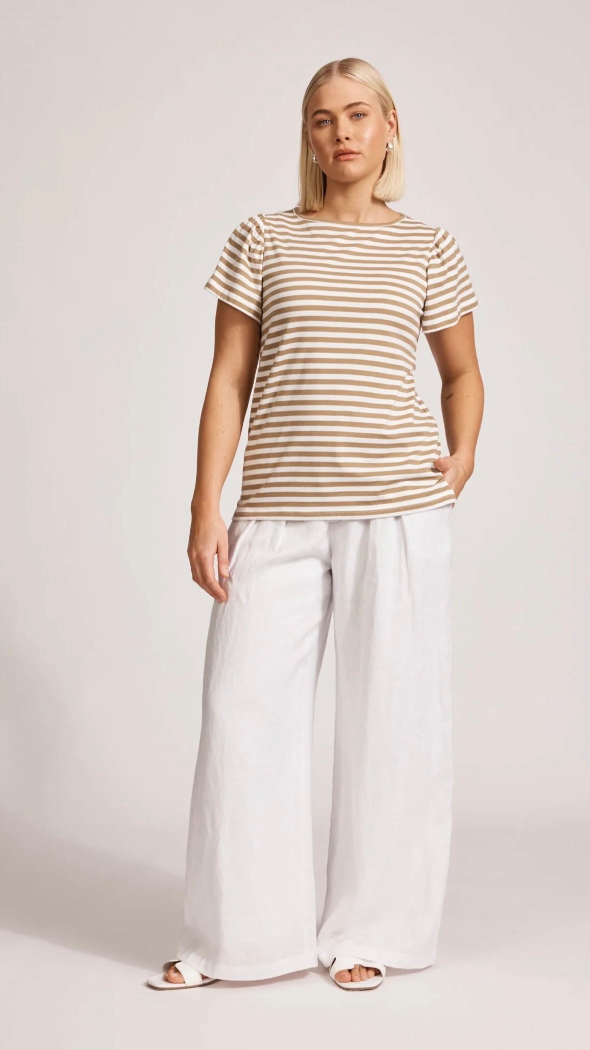 Margherita Stripe Tshirt Camel