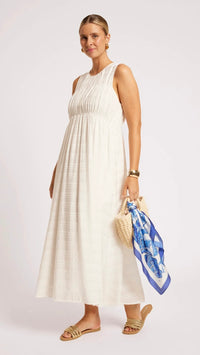 Sovana Ruched Maxi Dress White