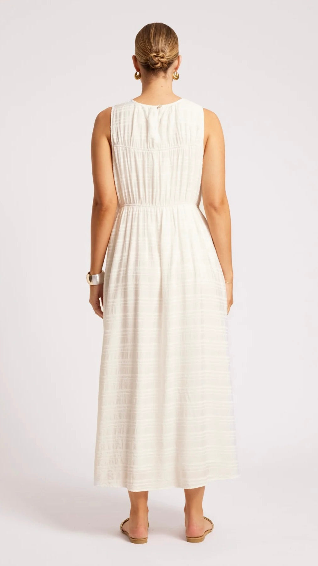 Sovana Ruched Maxi Dress White
