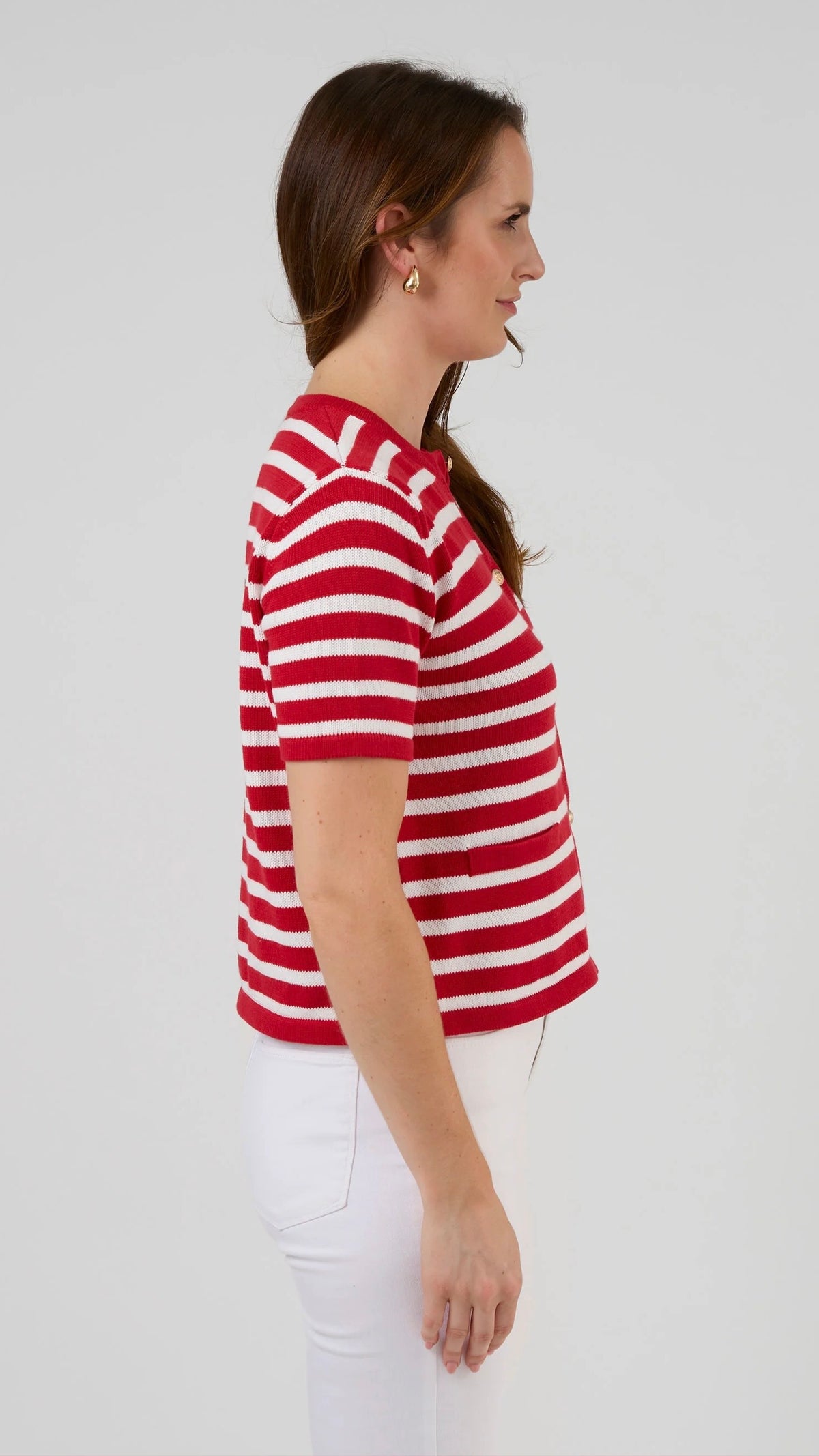 Rue Cardi Red and White Stripe