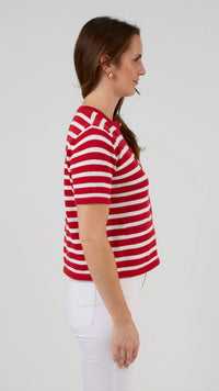 Rue Cardi Red and White Stripe