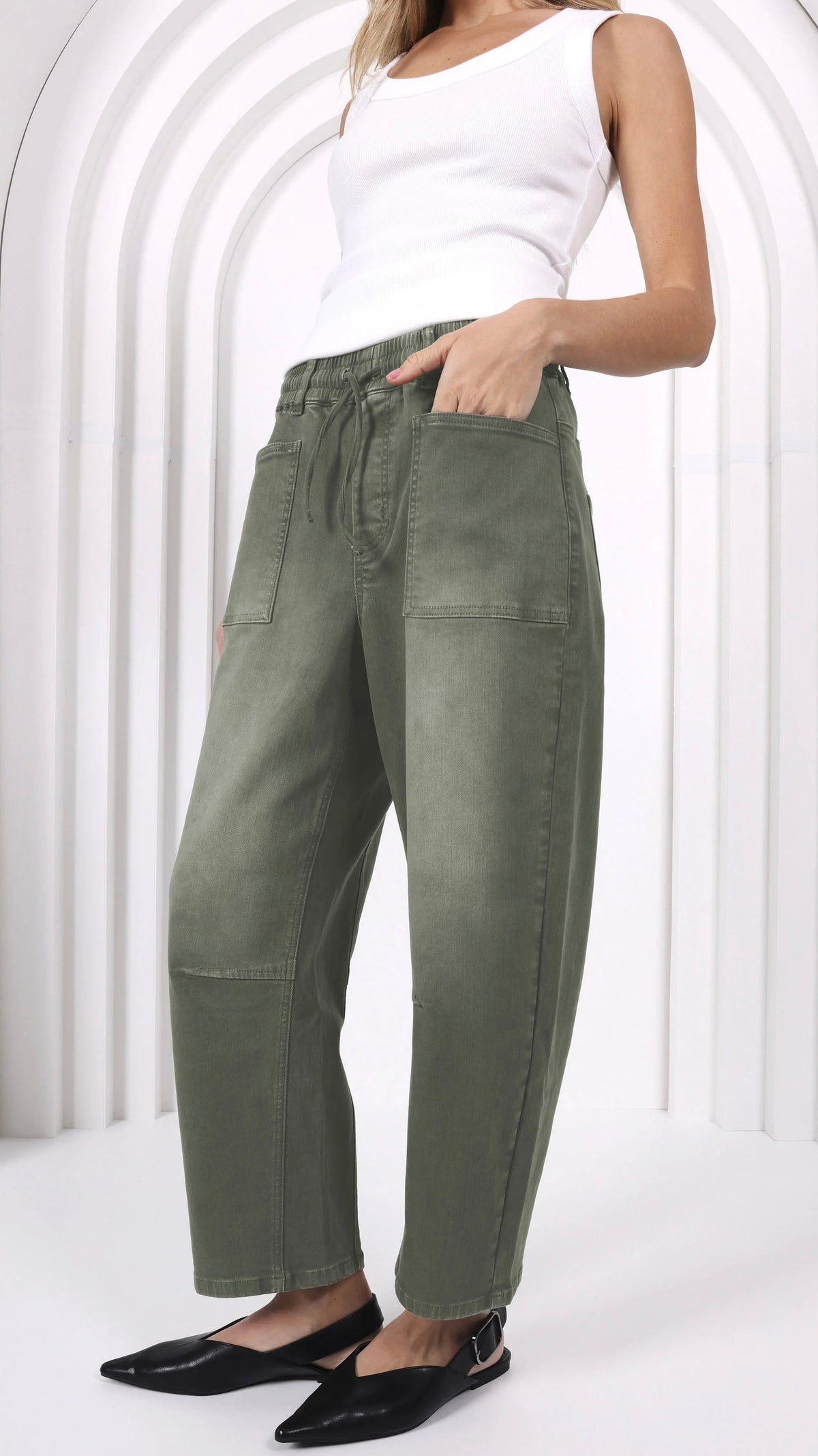 Monaco Leo Barrel Jeans Khaki