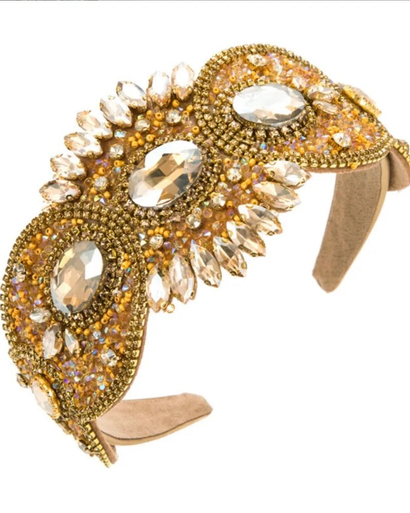 HA043 Jewelled Headband Gold