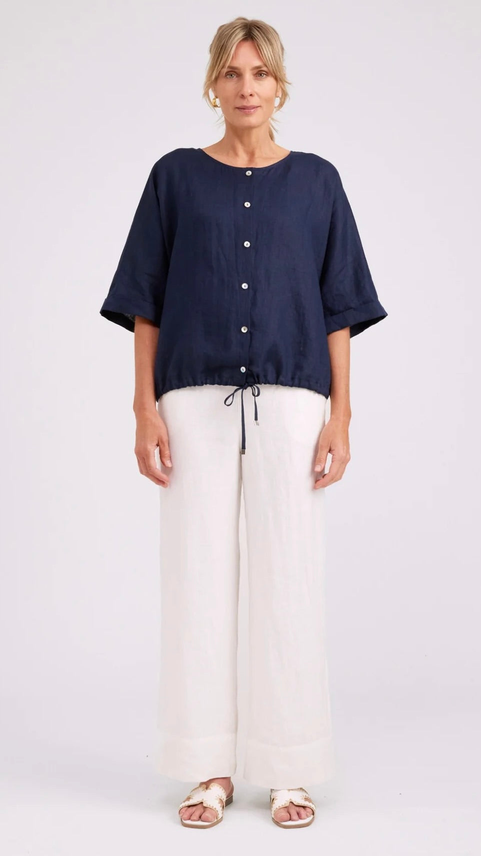 Studio Button Top/Jacket Navy