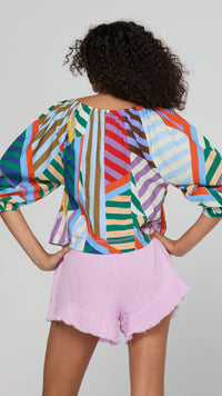Lucia Top Liquorice Stripe