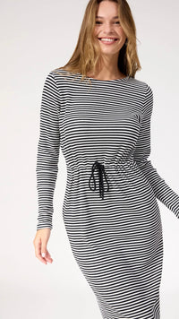 Levi Stripe Tshirt Dress Black