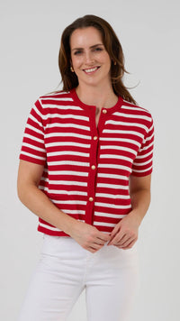 Rue Cardi Red and White Stripe