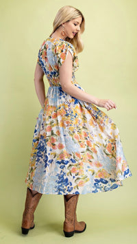 Tommie Zip Front Midi Dress Blue Mix