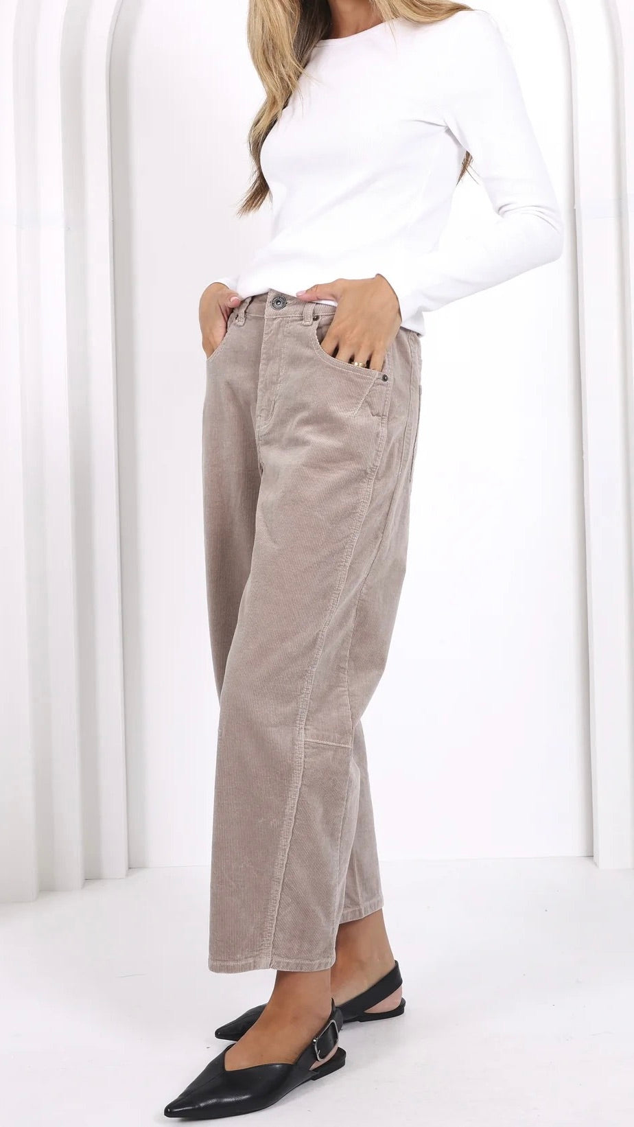 Monaco Toni Barrel Jeans Corduroy Latte