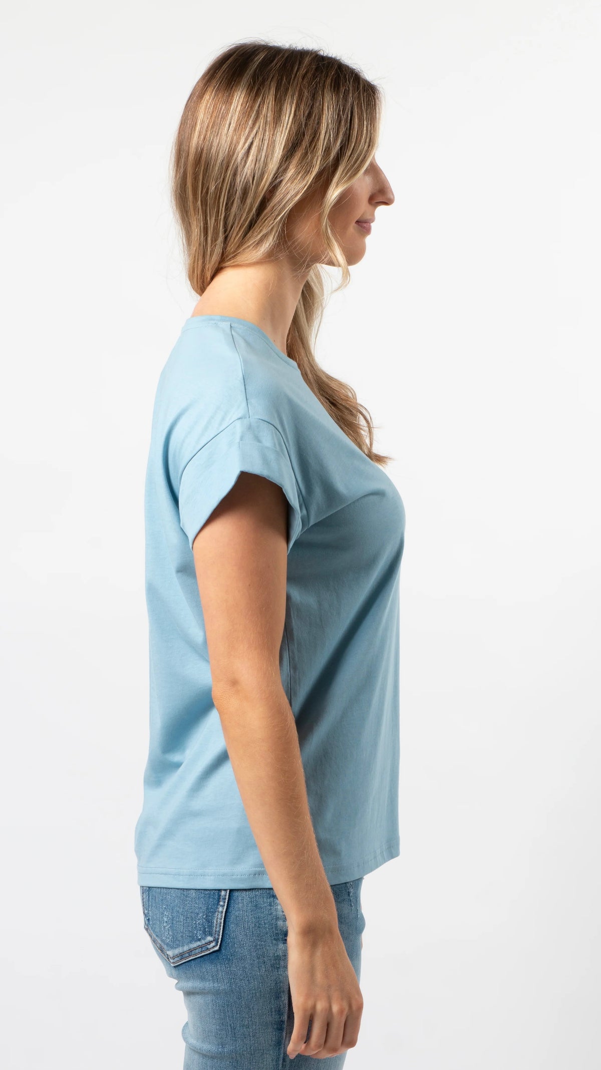 Cuff Sleeve T-Shirt Ocean Logo