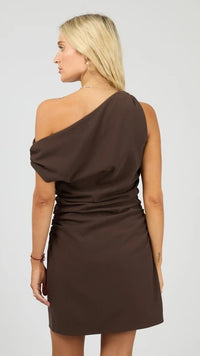 Ida Asym Mini Dress Brown