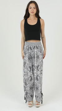 Koi Fish Printed Pants White Black