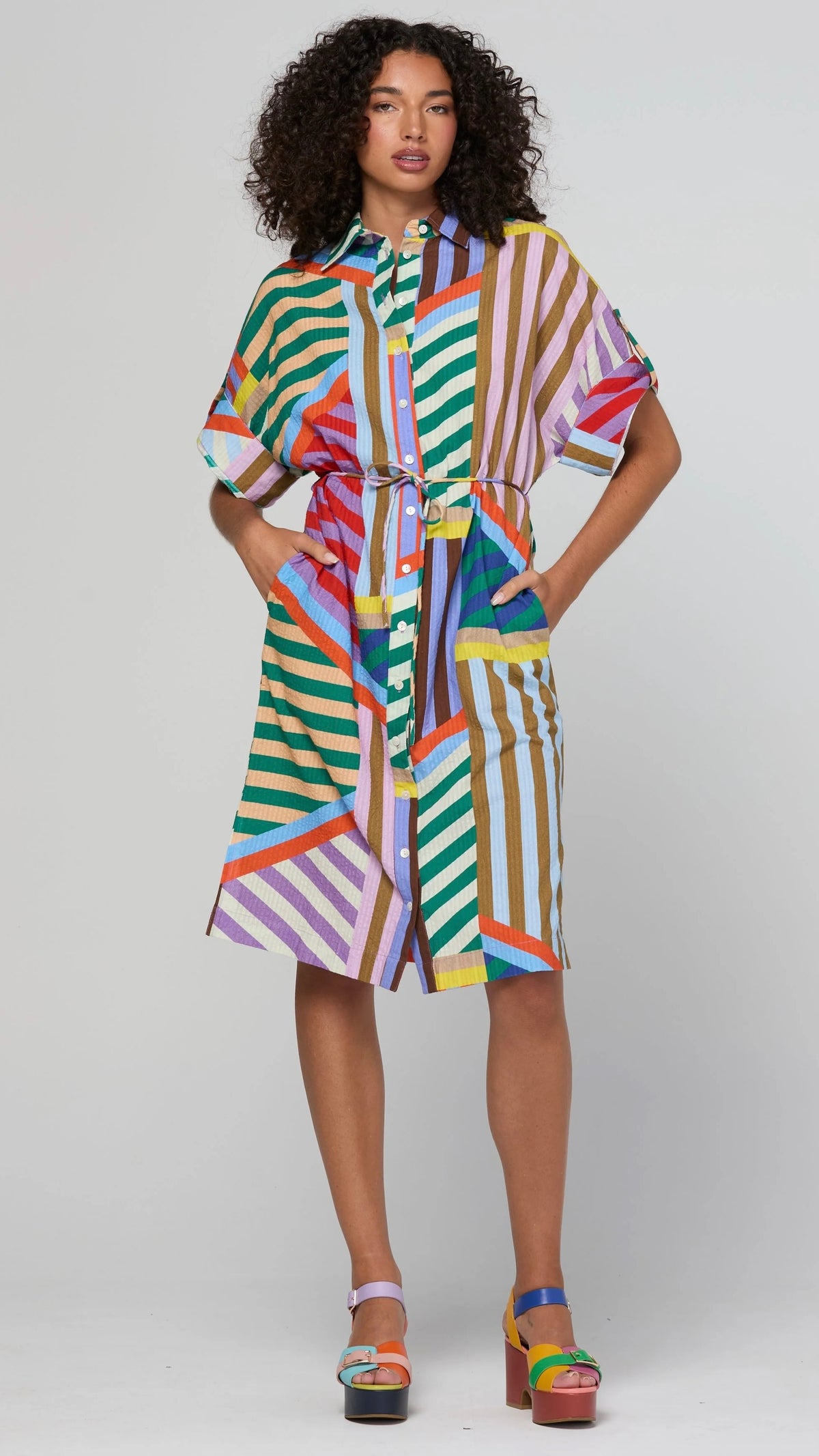 Maui Shirt Dress Liquorice Stripe