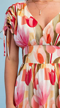 Jules Tulip Print Maxi Dress Red Mix
