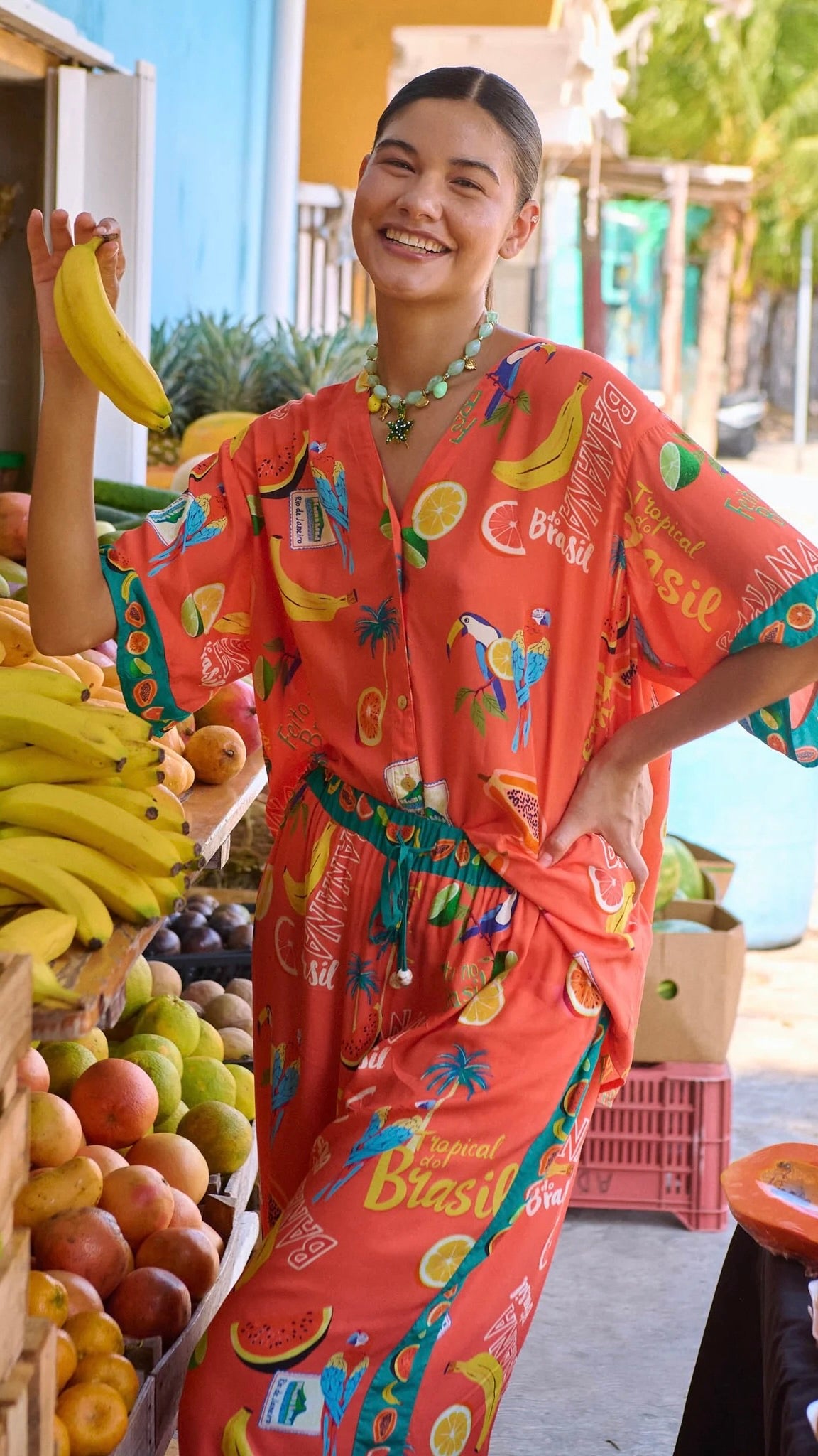 Cabana Button Top Brasil Coral