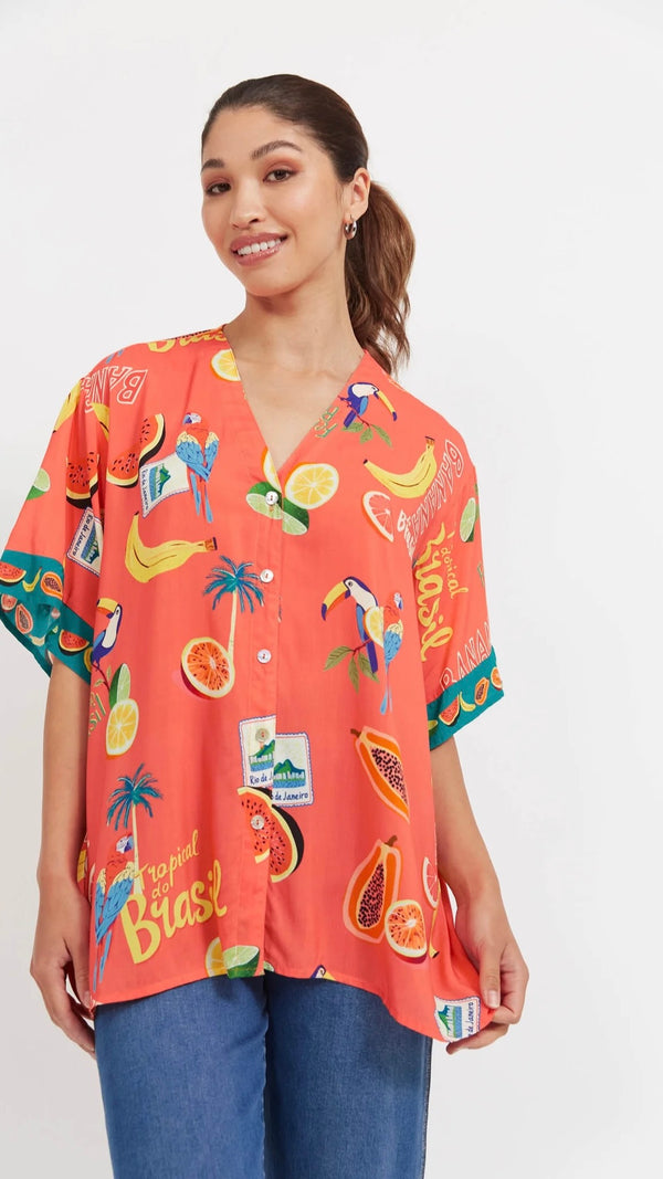 Cabana Button Top Brasil Coral