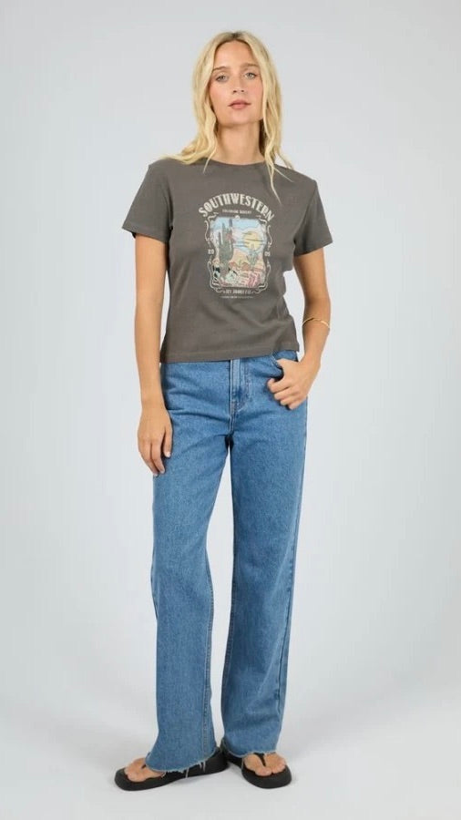 South Western Baby Tee Charcoal