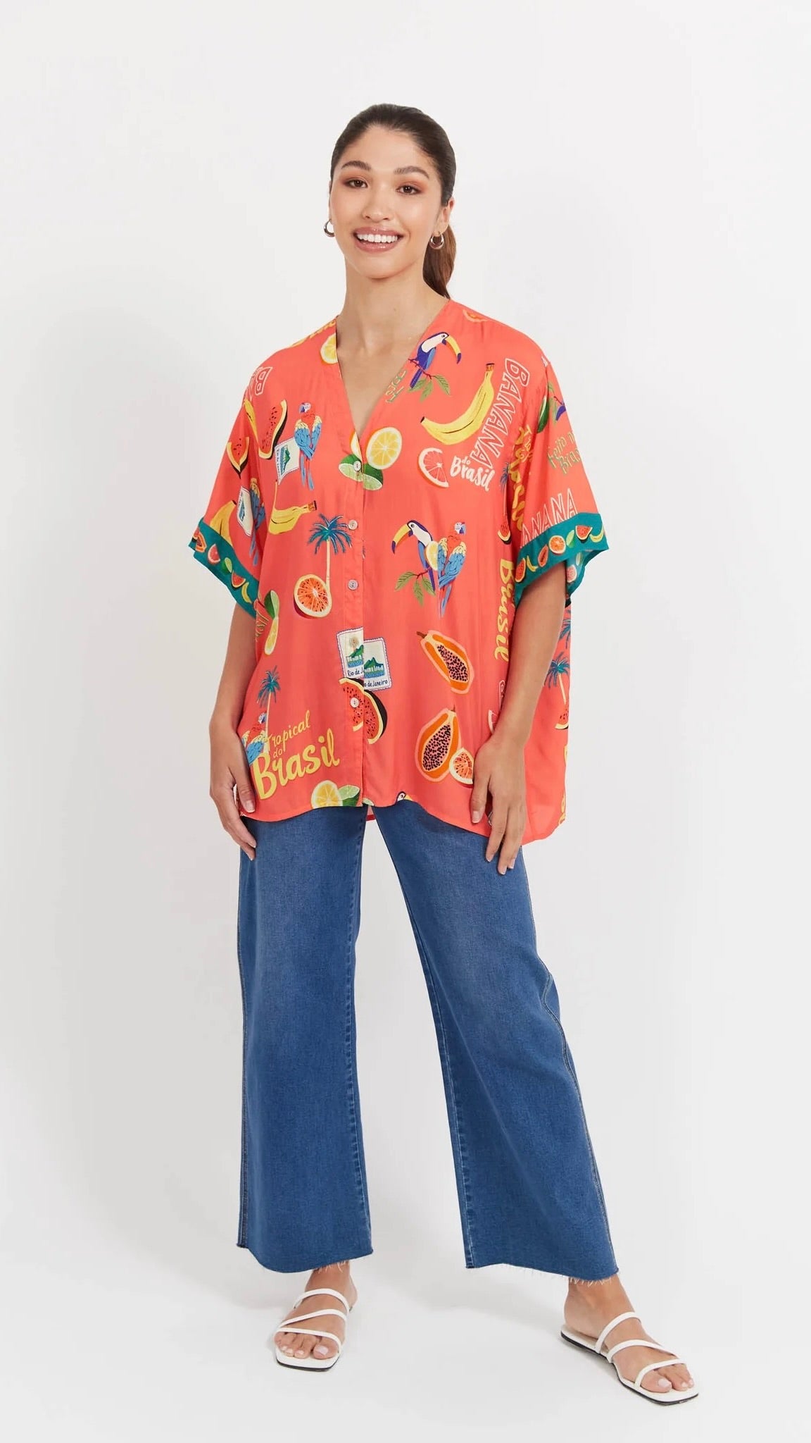 Cabana Button Top Brasil Coral