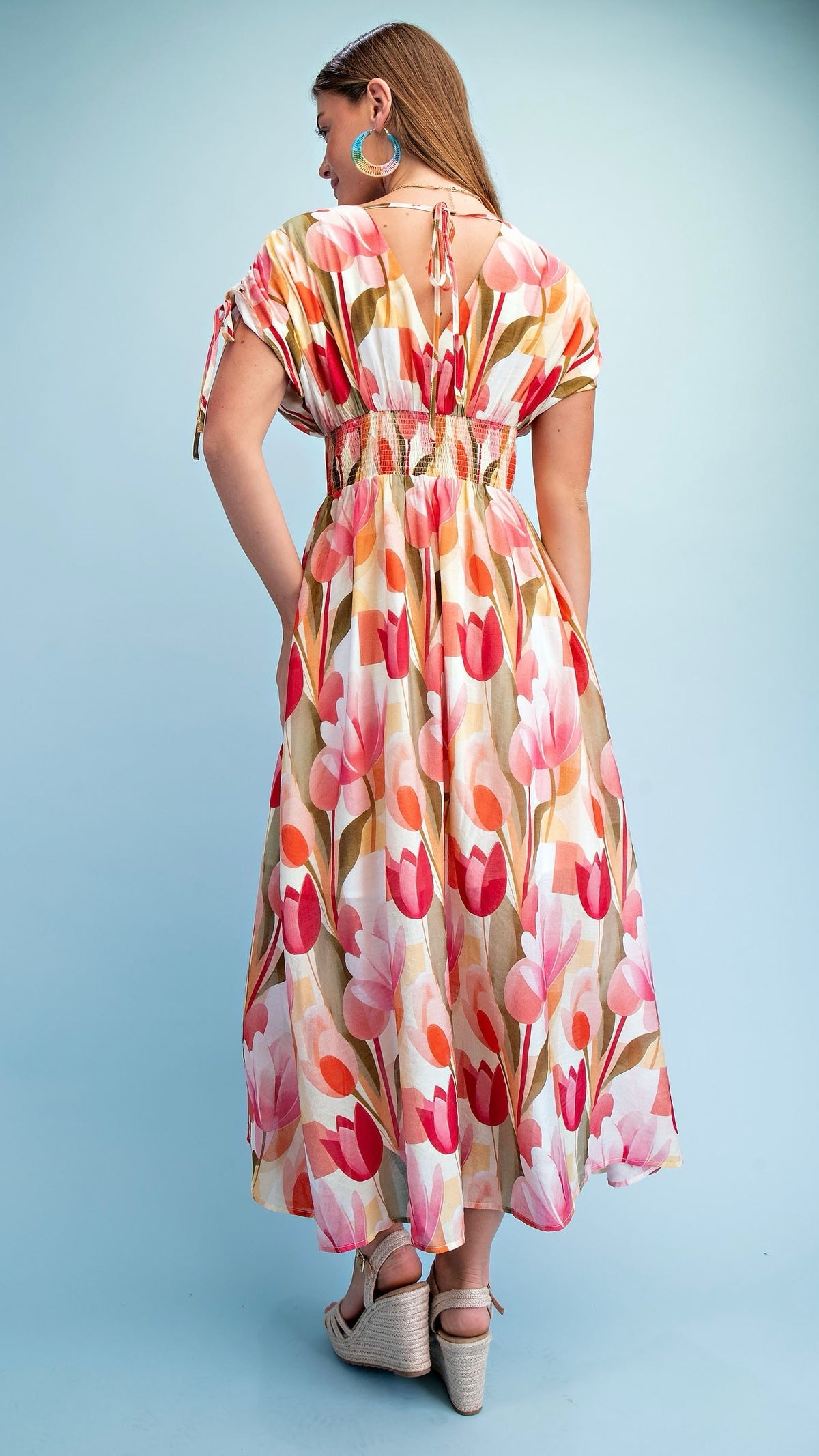 Jules Tulip Print Maxi Dress Red Mix